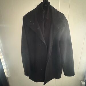 Marc New York Black Wool Blend Peacoat with High Collar
